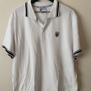 K-Swiss White Men's Gray Logo Short Sleeve Polo Size XXL